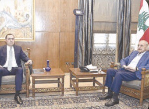 بري عرض الاوضاع الامنية مع هوجي وعزى باستشهاد امال خليل