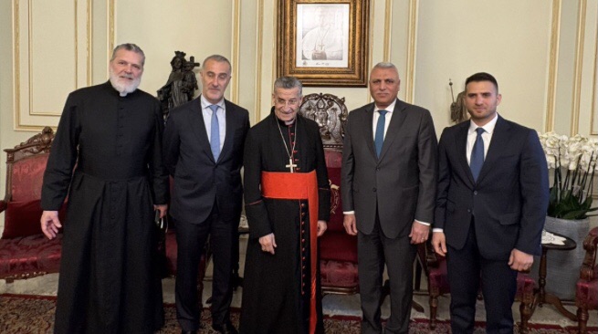 الراعي يستقبل لاوندس وشقير معايدين بالفصح