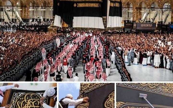 التفاصيل الكاملة لعملية تغيير كسوة الكعبة المشرفة والتي ستكتمل كالعادة مع بزوغ فجر اليوم الاول من السنة الهجرية