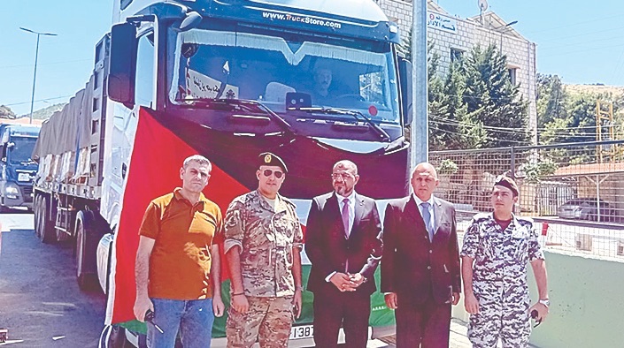 وصول القافلة الأردنية الـ12 إلى لبنان